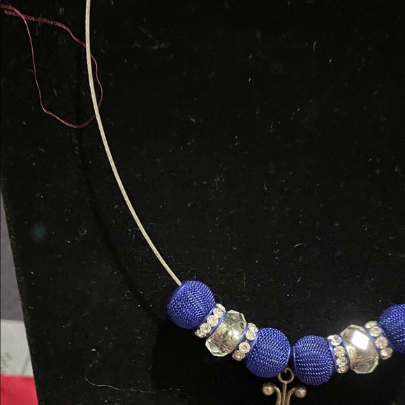 Hand Crafted Royal Blue and Silver Necklace - Picture 6 of 6
